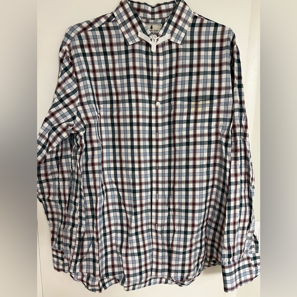 Men’s Southern Pines long sleeve shirt XL green/white/burgundy check